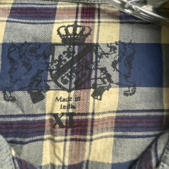 Guess Mens XL Plaid Black Pearl Snap Long Sleeve Western Style Shirt Embroidered - Picture 5 of 8